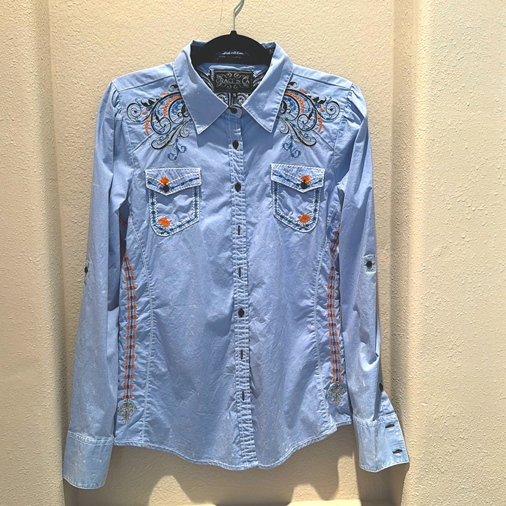 Women’s Western Style Blouse by Grace in LA